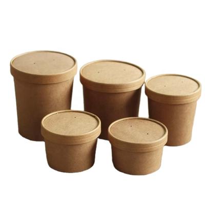 China Disposable/recyclable/biodegradable hot sale soup with lid kraft paper cup for wholesales for sale