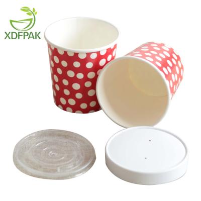 China Custom logo disposable/recyclable/biodegradable single wall printedTake-away kraft paper soup cup with lid for sale