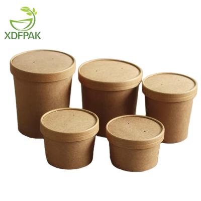 China Disposable / Recyclable / Biodegradable 12oz Food Grade Paper Soup Cups With Paper Lids for sale