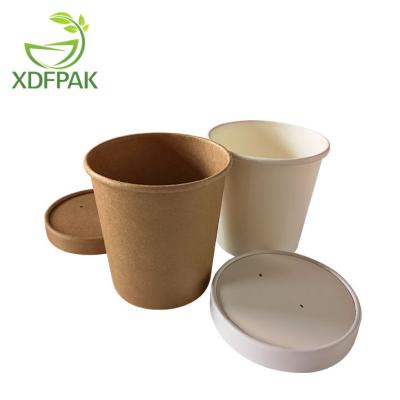 China 8oz 12oz 16oz 26oz 32oz Microwave Disposable Paper Cup For Soup With Paper Lid for sale