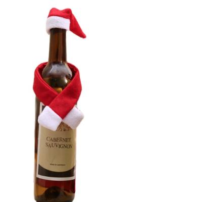 China Short Sleeve Christmas Wine Bottle Cover Hat Christmas Decorations Bottle Wrap Scarf Party Decor for sale