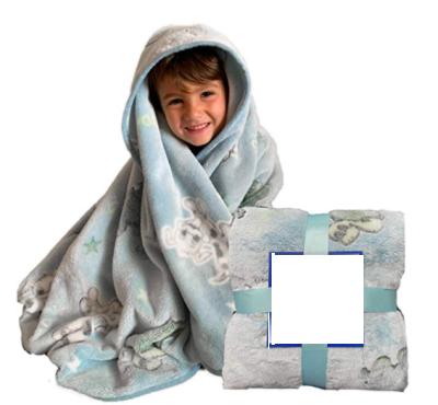 China PORTABLE Glow-in-The-Dark Blue Blanket for Kids Frogs, Snails, and Puppies Tails Fun Kids Blanket for sale