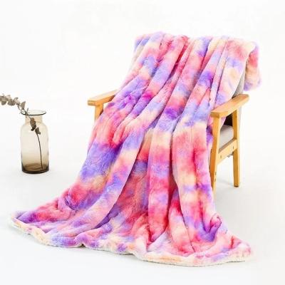 China PORTABLE Winter Blanket Warm Sleep Blankets Soft Rainbow Plush Sofa Blanket for sale