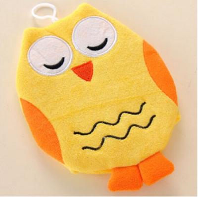 China Baby Bath Cleaning Gloves Owl Bath Mitt Cartoon Washcloth Baby Body Lovely Bath Towel Soft Cute Wash Glove for sale