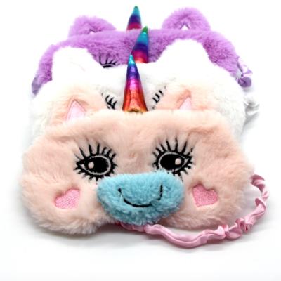 China Plush Printing Unicorn Eye Mask Embroidery Logo Unicorn Plush Sleeping Eye Patch Promotional Gifts for sale