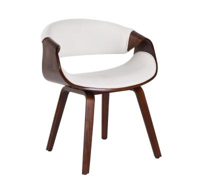 China Modern Round Back White Leather Leather Legs KD Bentwood Walnut Bentwood Armrest (Height)Adjustable Factory China Lounge Chairs Furniture Supplier for sale