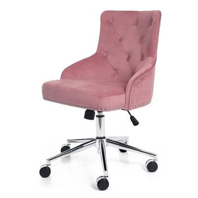 China Adjustable Armless Luxury Home Study Furniture Mediumback Swivel Fabric Velvet Upholstery Boutique Working Chairs (Size) for sale