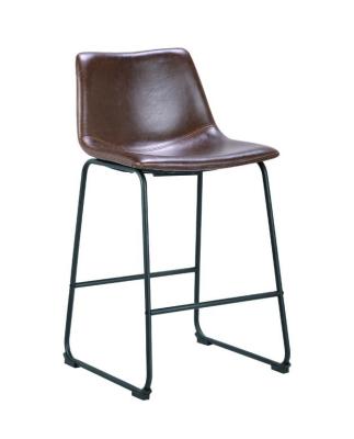 China Material: 2020 Black Powder Coating Classic Antique Metal Frame Faux Metal Frame Antique Soft Leather Barstool Kitchen Furniture Barstool Chair Legs Fixed Seater for sale