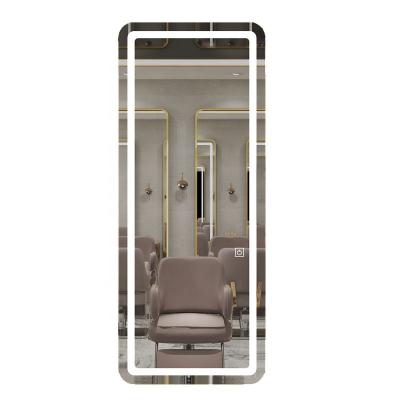 China Rectangle Hair Salon Makeup Magnifying Frameless Led Light Double Sided Mirror Station Barber Mirrors for sale