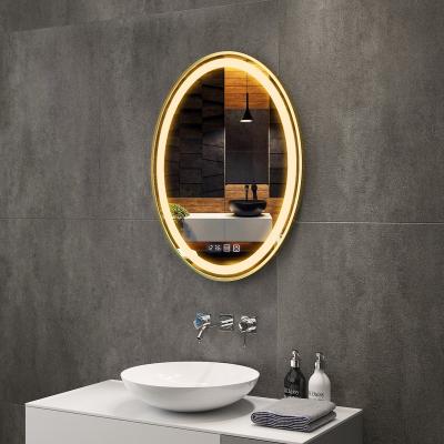 China Five Star Hotel Bathroom Magnifying Freestanding Fog Light Bathroom Mirror With Touch Sensor for sale