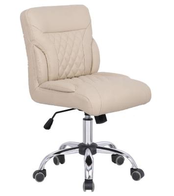 China PU Leather Executive Armless Waist Cream Upholstery Chair Adjustable Office Furniture Chairs For Staff Working for sale