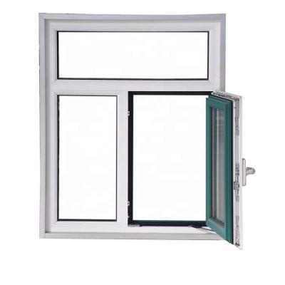 China Magnetic Double Glass Casement Window Fixed Screen UPVC Window for sale