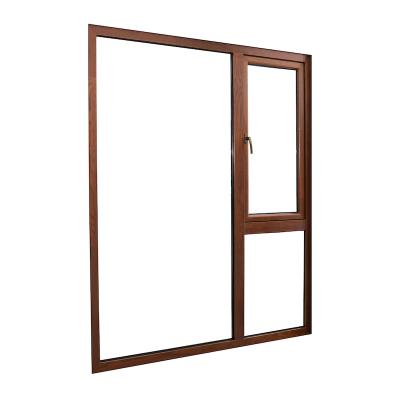 China Swing Black Aluminum And Wood Casement And Casement Window Double Glass Door for sale