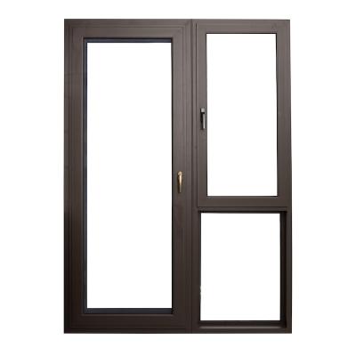 China Double Swing Europe Thermal Break Aluminum Alloy Brown Tempered Low-E Glass Aluminum French Door for sale