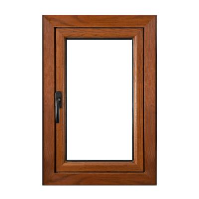 China Casement Double Glazing Swing Thermal Break Brown Aluminum And Wood Window for sale