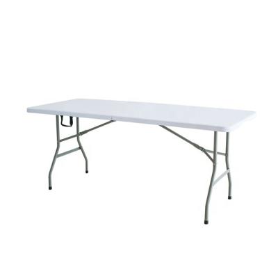 China Wholesale 180CM Collapsible White Regular Plastic Folding Table With Carry Handle for sale