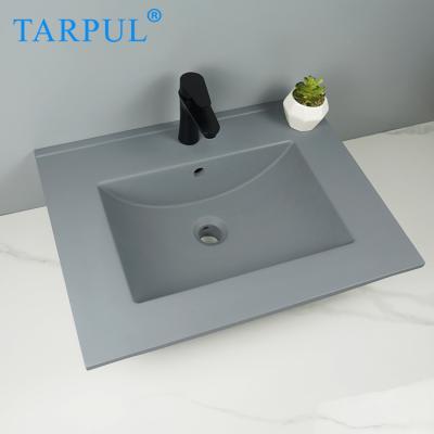 China 2021 Modern New Design Hotel Concrete Cement Cabinet Bathroom Rectangular Sink à venda