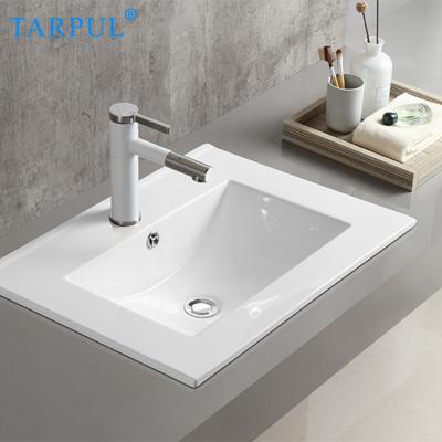 Κίνα Modern White Ceramic Basin Rectangle Vanity Top Basin Tarpul Edge Basin Slim Cabinet Bathroom Sinks προς πώληση