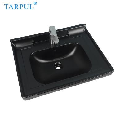 China Black Modern Modern Hotel Wash Basin Ceramic Tarpul Bathroom Sink Basin for sale