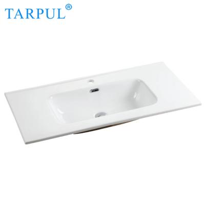 China R90 China Manufacturer Lavatory Slim Thin Edge Vanity Modern Bathroom Cabinet Wash Basin for sale