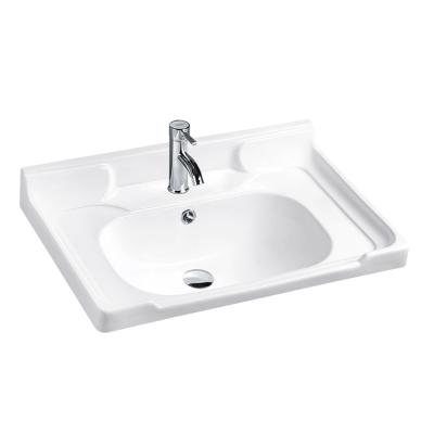 China Easy clean up; Soomth Tarpul Cheapest 24 Inch Rectangular Ceramic Bathroom Cabinet Basin Wash Basin for sale