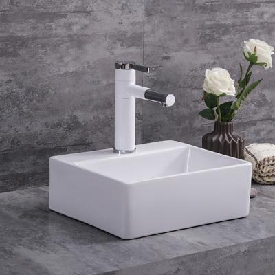 China Tarpul Factory Price White Square Countertop Modern Ceramic Basin Art Basin For Washroom Bathroom for sale