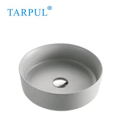 China Easy clean up; Soomth Round Bathroom Matte Glaze Light Gray Vanity Art Basin Ceramic Wash Hand Noble Ceramic Basin for sale