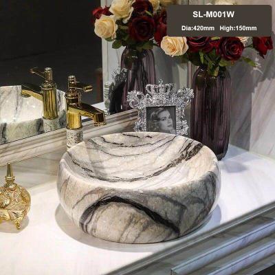 China Ceramic Basin Factory Wholesale Price Bathroom Easy Clean Toilet Round Hand Wash Marble Ceramic Sink for sale