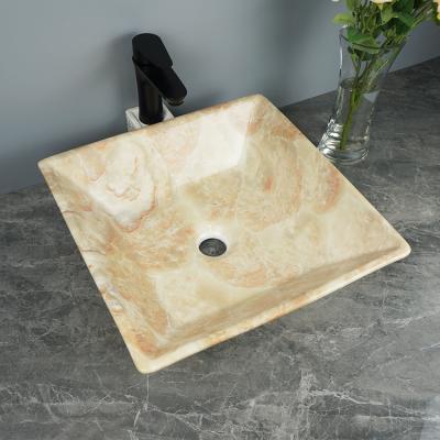 China Modern 20 Years Experience Yellow Marble Pattern Ceramic Marble Basin Bathroom Sink for sale