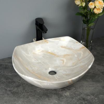 China Modern Popular Design Customized Ceramic Marble Countertops Basin Wash Hand Sink for sale