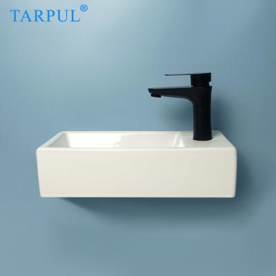 China Wholesale Modern Cheap White Rectangle Basin Bathroom Ceramic Wall Mounted Wall Hung Sink for sale