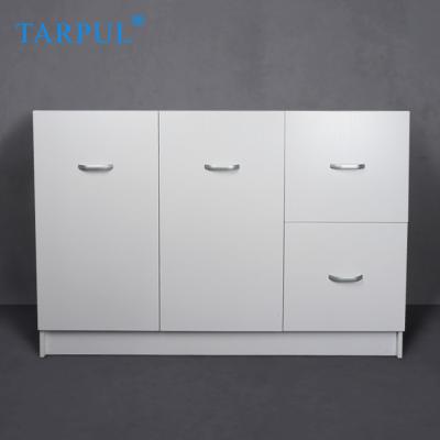 China Modern Nordic Tarpul Plywood Panel Floor Mounted White Bathroom Vanity Cabinet for sale