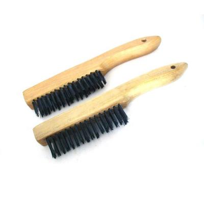 China Environmentally Friendly Carbon Steel Wooden Crank Wheel Wire Brush Industrial Handle Brush for sale