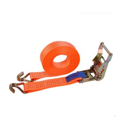 China Polyester 1.5inch 38MM Handle 2T/3T Ratchet Link Steel Cargo Down Lashing Strap With Double J-Hook for sale