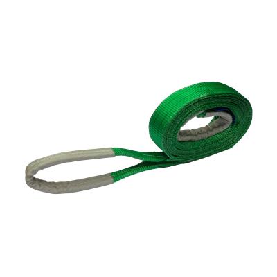 China Premium Quality 2T Polyester Green Flat Eye Webbing Lifting Sling for sale