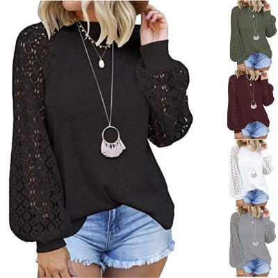 China QUICK DRY Women Long Sleeve Tops Lace Up Casual Loose Blouses T-Shirts for sale