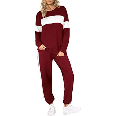 China QUICK DRY Spring Women Quilting Sweater Fashion O Neck Set Casual 2 Piece Sets Long Sleeve Sports Pants Loose Long Trousers Sweatpants for sale