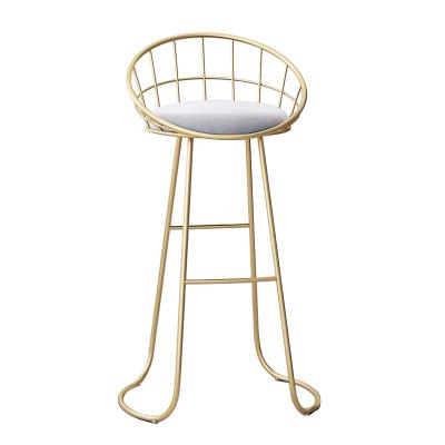 China Modern North-Europe Modern Upholstered Fabric Leisure Yarn Gold Metal Velvet Cafe Bar Chair for sale