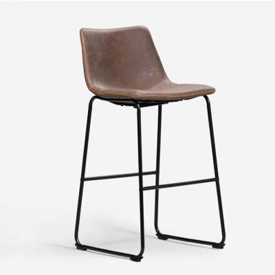 China Modern Comfortable Modern Metal Bar Counter High Leather Stool for sale