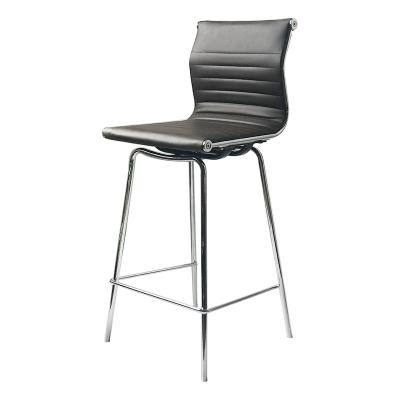 China Other Steel Frame Chrome Finish Tall Bar Chair With Swivel Ribbed PU Back And Seat for sale