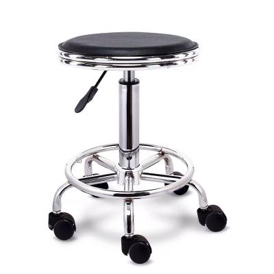 China Modern Metal Swivel High Height Adjustable Leather Hair Salon Stool for sale