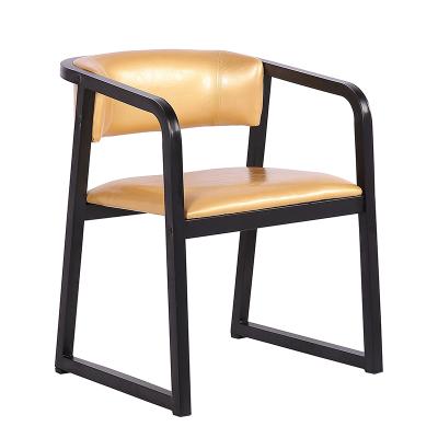 China Slipcovered Modern Design Cafe Restaurant Metal Detachable Frame Leather Dining Chair for sale