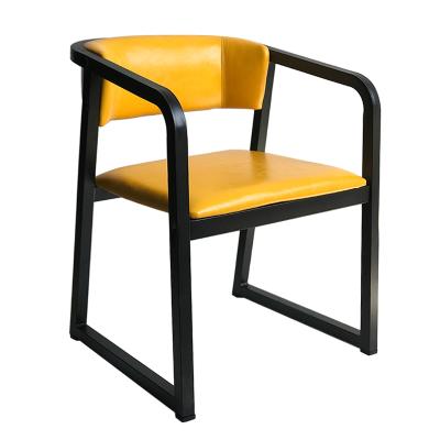 China Metal Frame Modern Design Cafe Restaurant Detachable Metal Leather Dining Chair for sale