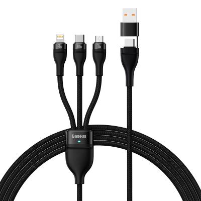 China Flash MP3/MP4 Player Baseus Series Two-for-Three Charging Cable U+C To M+L+C 100W Fast Charging Data Cable for sale