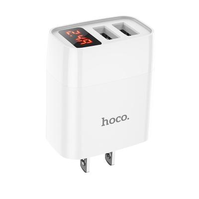 China Illustrious mobile phone hoco C86 dual port charger with USB LED digital display dual port charging main adapter for sale