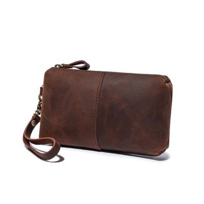 China Designer Handmade Genuine Leather Personalized Waterproof Leather Purse of Crazy Horse Unisex Long Wallet Wallet for sale