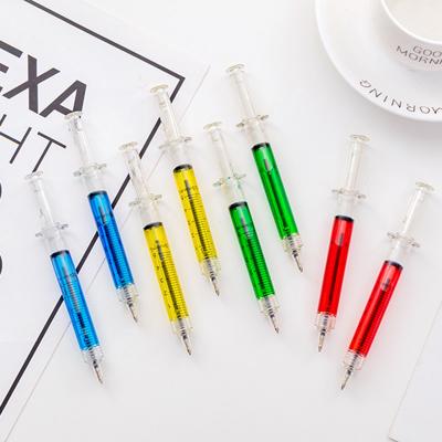 China New novelty promotion injection syringe shape cheap promotional plastic custom logo gift pen for sale