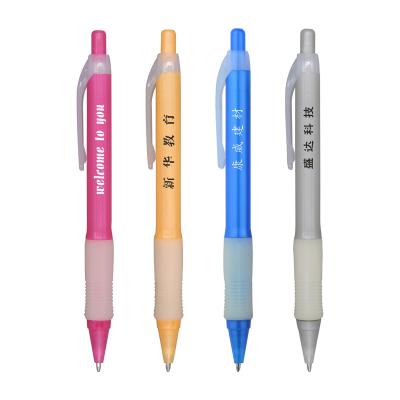 China Customized Promotion OEM Blue Click Ballpoint Pen Logo Advertising Plastic Pen for sale