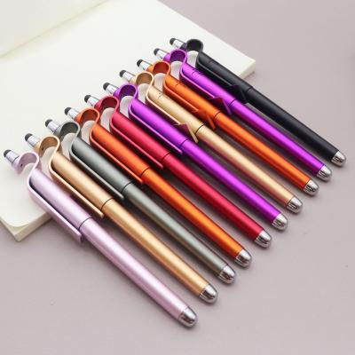 China LISEN Promotion Gel Ball Pen with Stylus Touch Screen Stylus Phone Holder Pen with Logo QR Code Printed on Pen Clip for sale