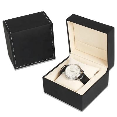 China Fashionable China Manufacturers OEM PU Leather Watch Box Logo Elegant Black Jewelry Box Custom Made for sale